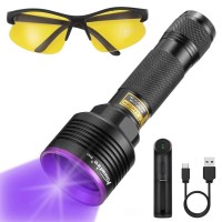 Alonefire Sv41 395Nm Uv Flashlight 10W Rechargeable Blacklight Black Light Urine Detector For Resin Curing Dry Glue Fishing M