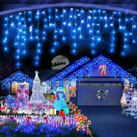 Christmas Lights Outdoor Decorations 1280 Led 131Ft Ice Lights For Outside Clear Wire 8 Modes Plug In 240 Drops Ice String Lig