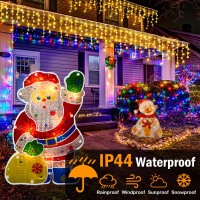 Christmas Lights Outdoor Decorations 1280 Led 131Ft Warm White Ice Lights Clear Wire 8 Modes Plug In 240 Drops Ice String Ligh