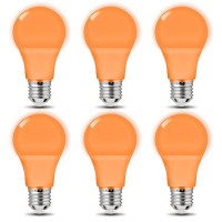 Kqhben Orange Light Bulb Led A19 Colored Light Bulbs 9Watt Equivalent 60W E26 Base For Party Wedding Halloween Christmas Bar Mood Ambiance Decor, 6 Pack