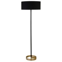 Henn&Hart Estella Two-Tone Floor Lamp With Fabric Shade In Matte Black/Brass/Black, 62