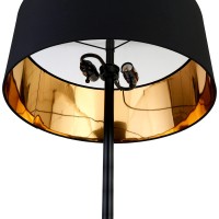 Henn&Hart Estella Two-Tone Floor Lamp With Fabric Shade In Matte Black/Brass/Black, 62