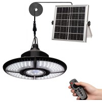 Hulppre Solar Shed Light-Daytime Or Night,4+1 Leaves 136Leds Brighter Solar Light Indoor&Outdoor With Remote,Ip65 Barn/Chicken Coop/Workshop/Ceiling/Pendant Light For Patio,Garden,Yard,Gazebo