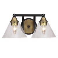 Paramount 2 Light Bath Bar In Matte Black & Brass Finish With 4