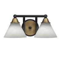 Paramount 2 Light Bath Bar In Matte Black & Brass Finish With 7