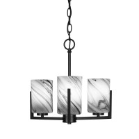 Atlas 3 Light Chandelier In Matte Black Finish With 4