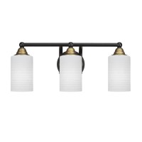 Paramount 3 Light Bath Bar In Matte Black & Brass Finish With 4