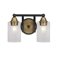 Paramount 2 Light Bath Bar In Matte Black & Brass Finish With 4