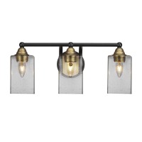 Paramount 3 Light Bath Bar In Matte Black & Brass Finish With 4