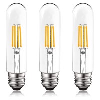 Luxrite T10 Led Bulb, 5W=60W Equivalent, 3000K Soft White, Vintage Edison Filament Bulb, 500 Lumens, Tubular Light Bulb, Damp Rated, Ul Listed, E26 Standard Base (3 Pack)