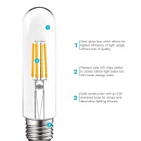 Luxrite T10 Led Bulb, 5W=60W Equivalent, 3000K Soft White, Vintage Edison Filament Bulb, 500 Lumens, Tubular Light Bulb, Damp Rated, Ul Listed, E26 Standard Base (3 Pack)