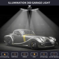 Polarpra 2-Pack Garage Lights 150W Led Garage Light - 15000Lm 6500K Garage Light Ceiling Led With Deformable 8 Glow Panels, E26/E27 Screw In Led Shop Light For Garage Basement Warehouse Workshop Attic