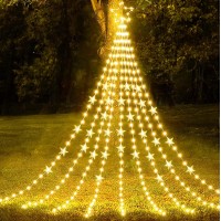 Christmas Decorations Star Lights Outdoor, 12Ft 240Led 4Th Of July Waterproof Color Changing Star Tree Lights With Remote Timer, Twinkle Fairy String Lights Green Lights For Party Decor - Rgb