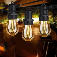 Outdoor String Lights, 48Ft Hanging S14 Globe Patio Lights With 15 Edison Vintage Bulbs, Shatterproof, Commercial Grade, Outdoor Hanging Lights For Patio, Bistro, Yard, Gazebo (Warm White 2700K)