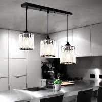 3-Lights Black Hanging Ceiling Light Mini Chandelier,Adjustable Farmhouse Pendant Ceiling Lights Fixtures, Crystal Hanging Lamps For Kitchen Island, Dining Room, Hallway, Black Metal Hanging Lights