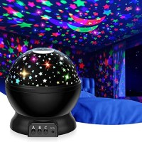 Devrnez Star Night Light Projector For Kids 360 Degree Rotating Moon Star Nightlight For Age 2-12 Baby Girls Boys Xmas Gifts For Nursery Children Bedroom|Party And Birthday Toys Gifts (Black)