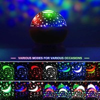 Devrnez Star Night Light Projector For Kids 360 Degree Rotating Moon Star Nightlight For Age 2-12 Baby Girls Boys Xmas Gifts For Nursery Children Bedroom|Party And Birthday Toys Gifts (Black)