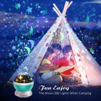 Devrnez Night Light For Kids Night Lights Projector For Kids Gifts For 2-12 Year Old Girls Rotating Star Light Projector For Age 3-10 Boys Gift Bedroom Cool Toys For Girls Age 4-8 (Cyan)