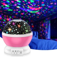 Devrnez Kids Star Night Light Projector 360 Degree Rotating Moon Star Nightlight For 2-12 Year Old Baby Girls&Boys Gifts Night Lights For Nursery Children Roompartybirthday Gift Decor Toys (Pink)