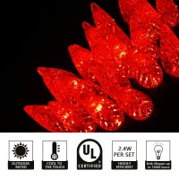 Yongzhenlite Ul Listed 50 Count C6 Led Christmas Lights Classic C6 Strawberry Christmas Light Bulbs Outdoor Led String Lights Fo