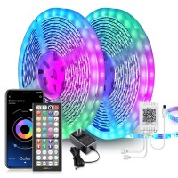 Nexillumi 132Ft Led Lights For Bedroom Music Sync Color Changing Rgb Led Strip Rope Lights 44-Key Remote, 5050 Rgb Led Light Strips(App+Remote+Mic)