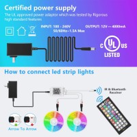 Nexillumi 132Ft Led Lights For Bedroom Music Sync Color Changing Rgb Led Strip Rope Lights 44-Key Remote, 5050 Rgb Led Light Strips(App+Remote+Mic)