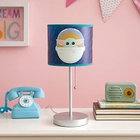 Idea Nuova Star Wars: The Mandalorian Featuring Grogu Aka The Child, Kids Stick Table Lamp With Pull Chain, Metal