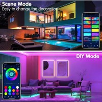 Led Strip Lights, 100Ft (2 Rolls Of 50Ft) Rope Light Strips With 44-Key Remote, Rgb 5050 Color Changing Music Sync Led Strip, Phone App Control Led Lights For Bedroom, Living Room Home Decoration