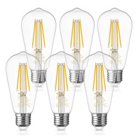 Doresshop Vintage Led Edison Bulbs 60 Watt Equivalent, Led Filament Bulb, St58 Style Edison Light Bulb, 2700K Warm White, E26 Lamp Base, Non Dimmable, Clear Glass, 6Pack