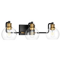 Tipace Black Gold Vintage Bathroom Vanity Light Fixtures Over Mirror Glass Globe 3 Lights Industrial Vanity Lights Farmhouse B