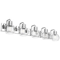 Tipace 5 Lights Stainless Steel Modern Bathroom Vanity Light Fixtures Over Mirror Chrome Industrial Vanity Lights With Globe Cle