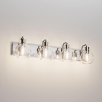 Tipace Chrome Modern Bathroom Vanity Light Fixtures Over Mirror Glass Globe 4 Lights Stainless Steel Vanity Lights Farmhouse Bat