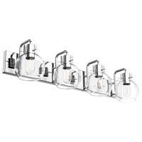 Tipace Chrome Modern Bathroom Vanity Light Fixtures Over Mirror Glass Globe 4 Lights Stainless Steel Vanity Lights Farmhouse Bat