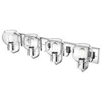 Tipace Chrome Modern Bathroom Vanity Light Fixtures Over Mirror Glass Globe 4 Lights Stainless Steel Vanity Lights Farmhouse Bat