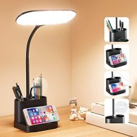 Mubarek Led Desk Lamp, Small For Home, Office, 8W, 3 Modes, Dimmable Light With Usb Charging Port, Rechargeable - Black