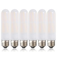 Leools Dimmable Frosted E26 Edison Bulb 8W Equal 75 Watt Light Bulb Ac120V Daylight 4000K Edison Light Bulbs 80 Watt 800Lm Tubular T10 Led Bulb For Rustic Pendant,Chandeliers,Wall Scones,Vanity 6Pack