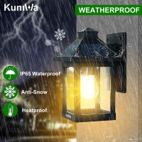 Kuniwa 2 Pack Solar Wall Lantern Lights Outdoor Dusk To Dawn Motion Sensor Waterproof Led Wall Sconce Exterior Porch Light Fixtures Warm White, 3 Lighting Modes For Fence Patio Garage Garden Yard