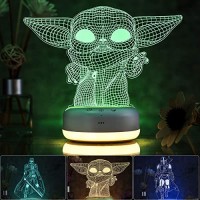 3D Star Wars Night Light For Kids - 3 Patterns & 16 Color Change Decor Lamp With Timer, Remote Control & Touch - Baby Yoda Toys For Boys, Girls- Birthday & Christmas Gifts For Kids And Star Wars Fans