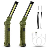 Lmaytech Men Tools For Christmas Birthday Gift 2 Packs Led Rechargeable Work Light Flashlights, 360Rotate 5 Modes,Gifts For Men Him Dad Handyman For Car Repair, Grill And Outdoor