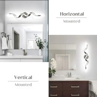 Huoku Dimmable Modern Led Bathroom Vanity Light 24 Inch 15W Spiral Design Brushed Nickel Bathroom Light Fixtures Over Mirror W