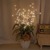 Lightshare Twins 32In Lighted Willow Branch With 120 Mini Led Pathway Lights For Christmas Room Decoration Indoor Apartment Outdoor Sticks Lights For Lawn, Brown