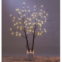 Lightshare Twins 32In Lighted Willow Branch With 120 Mini Led Pathway Lights For Christmas Room Decoration Indoor Apartment Outdoor Sticks Lights For Lawn, Brown