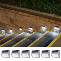 Seable Solar Step Lights, Led Outdoor Solar Lights Stainless Steel Waterproof Solar Garden Lights For Backyard Patio Deck Decor(Cool White Light 6-Pack)