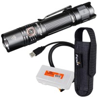 Fenix Pd35 V3.0 Rechargeable Tactical Flashlight, 1700 Lumens Edc With Battery And Lumentac Organizer (Black)