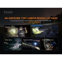 Fenix Pd35 V3.0 Rechargeable Tactical Flashlight, 1700 Lumens Edc With Battery And Lumentac Organizer (Black)