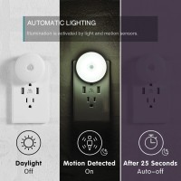 Led Motion Sensor Night Light, Sensor Night Light Plug In, Motion Nightlight Plug Into Wall, Energy Efficient, Cool White Night Light For Bathroom, Bedroom, Kitchen, Hallway, Stairway, 2 Pack