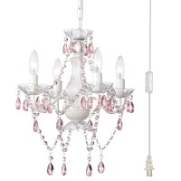 Pink Plug In Chandelier White Chandelier With Pink Crystal Accents Plug In Swag Chandelier 4 Light Crystal Chandelier