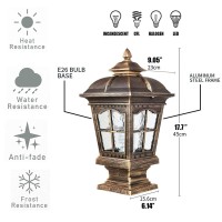 Ptoug 2 Pack Outdoor Post Light, Antique Bronze Post Lamp Fixture, Street Lights For Patio, Garden, Fence Lawn, Pathway, Driveway, Front/Back Door.