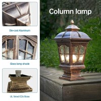 Ptoug 2 Pack Outdoor Post Light, Antique Bronze Post Lamp Fixture, Street Lights For Patio, Garden, Fence Lawn, Pathway, Driveway, Front/Back Door.