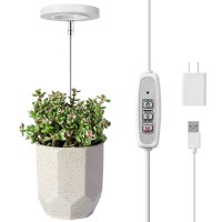 Lordem Grow Light, Full Spectrum Led Plant Light For Indoor Plants, Height Adjustable Growing Lamp With Auto On/Off Timer 4/8/12H, 4 Dimmable Brightness, Ideal For Small Plants